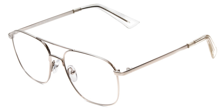 Book Club Bored Fling Unisex Pilot Eyeglasses Gloss Silver 55mm Rx-Progressive