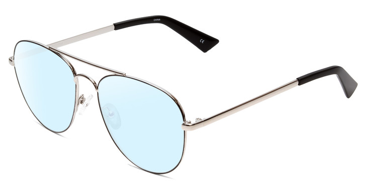 Book Club Hard Crimes Unisex Pilot Blue Light Eyeglasses in Black Silver 55 mm