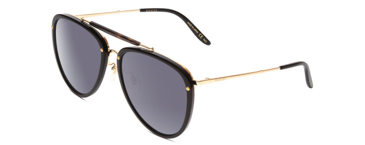 GUCCI GG0672S Unisex Pilot Sunglasses in Black Gold Tortoise Havana/Grey 58 mm