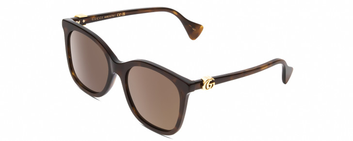 Profile View of GUCCI GG1071S Womens Cateye Designer Sunglasses Tortoise Havana Gold/Brown 55 mm
