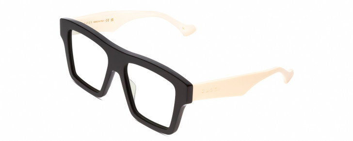 Profile View of GUCCI GG0962S Designer Reading Eye Glasses in Black Ivory White Unisex Square Full Rim Acetate 55 mm