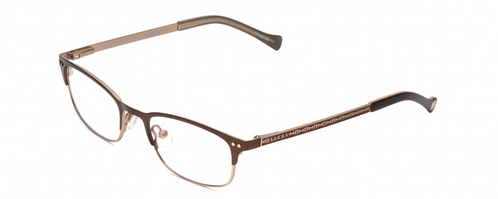 Profile View of Lucky Brand KIDS SMARBRO45 Designer Single Vision Prescription Rx Eyeglasses in Metallic Brown/Gold Ladies Cat Eye Full Rim Metal 45 mm