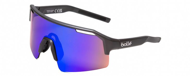 Profile View of Bolle C-SHIFTER Unisex Wrap Sunglasses in Titanium Grey & Volt Ultraviolet 140mm