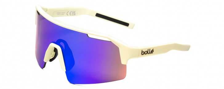 Profile View of Bolle C-SHIFTER Unisex Wrap Sunglasses Matte Light Green/Volt Ultraviolet 140 mm