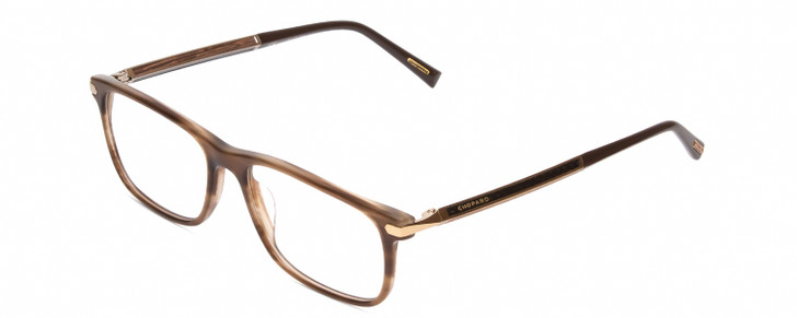 Profile View of Chopard VCH249 Designer Single Vision Prescription Rx Eyeglasses in Brown Beige Marble/Gold Unisex Rectangular Full Rim Wood 55 mm