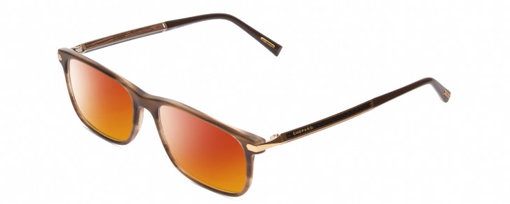 Chopard Carbon Fiber&Wood VCH249 Unisex Polarized Sunglasses in Brown/Gold 55 mm