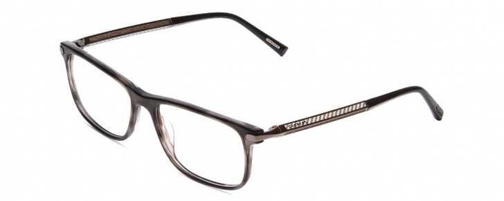 Profile View of Chopard VCH249 Designer Bi-Focal Prescription Rx Eyeglasses in Gloss Black/Grey Crystal/Silver Unisex Panthos Full Rim Wood 55 mm