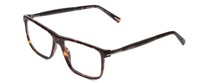 Profile View of Chopard VCH240 Designer Single Vision Prescription Rx Eyeglasses in Brown Auburn Tortoise Havana/Grey Mens Rectangular Full Rim Metal 55 mm