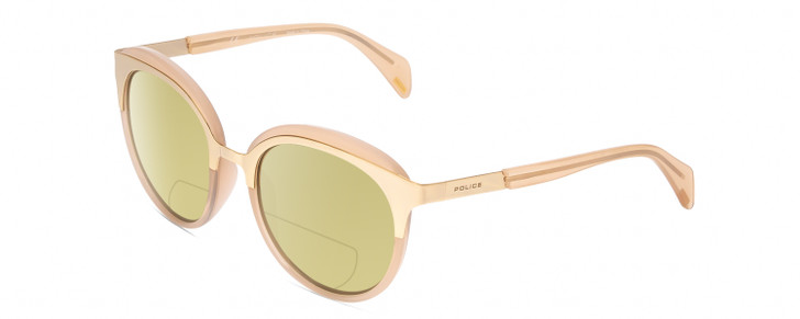 POLICE SPL499 Womens Cateye Polarized BIFOCAL Sunglasses Pink Crystal/Gold 53 mm