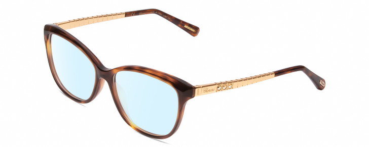 Profile View of Chopard VCH243S Designer Blue Light Blocking Eyeglasses in Auburn Sparkles Tortoise Havana/Rose Gold Ladies Cat Eye Full Rim Acetate 53 mm