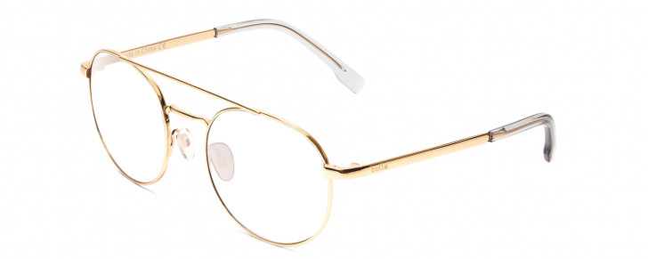 Profile View of Bolle OVA Designer Bi-Focal Prescription Rx Eyeglasses in Shiny Gold/Crystal Ladies Pilot Full Rim Metal 52 mm