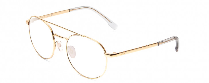 Profile View of Bolle OVA Designer Progressive Lens Prescription Rx Eyeglasses in Shiny Gold/Crystal Ladies Pilot Full Rim Metal 52 mm