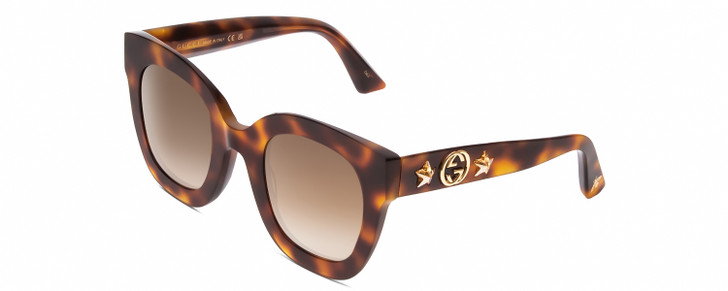 Profile View of GUCCI GG0208S Lady Oversized Designer Sunglasses Tortoise Havana Gold/Brown 49mm