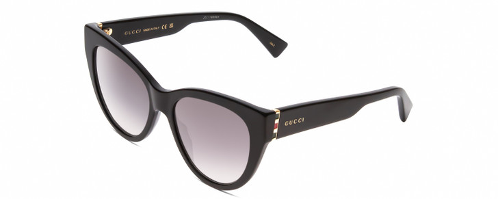 Profile View of GUCCI GG0460S Womens Cateye Full Rim Designer Sunglasses in Black/Gold/Grey 53mm