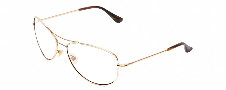 Profile View of KATE SPADE ALLY Designer Reading Eye Glasses in Gold/Brown Stripe Ladies Pilot Full Rim Metal 60 mm