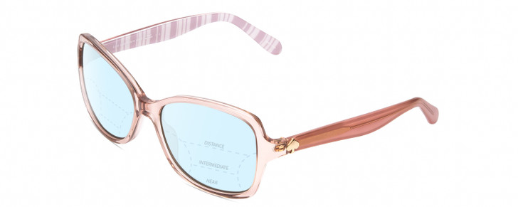 Profile View of KATE SPADE AYLEEN Designer Progressive Lens Blue Light Blocking Eyeglasses in Pink Crystal/White Ladies Panthos Full Rim Acetate 56 mm