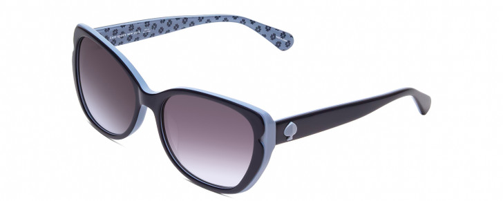Profile View of KATE SPADE AUGUSTA Womens Cateye Sunglasses in Light Blue/Navy Floral/Grey 54 mm