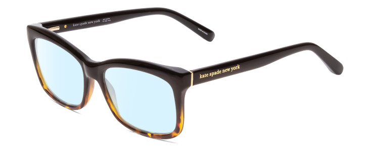 Profile View of Kate Spade DOLLIE Designer Blue Light Blocking Eyeglasses in Black Amber Tortoise Havana Ladies Cat Eye Full Rim Acetate 53 mm