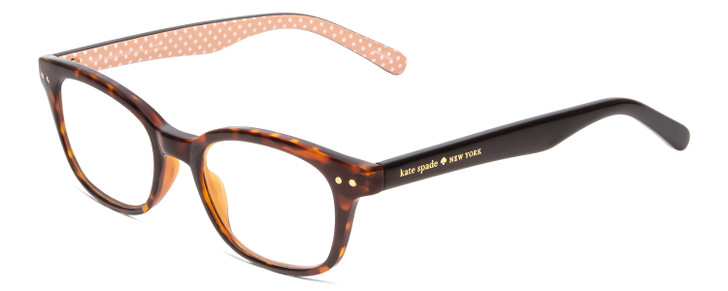 Profile View of Kate Spade REBECCA 2 Womens Cateye Reading Glasses in Tortoise Havana/Peach 49mm