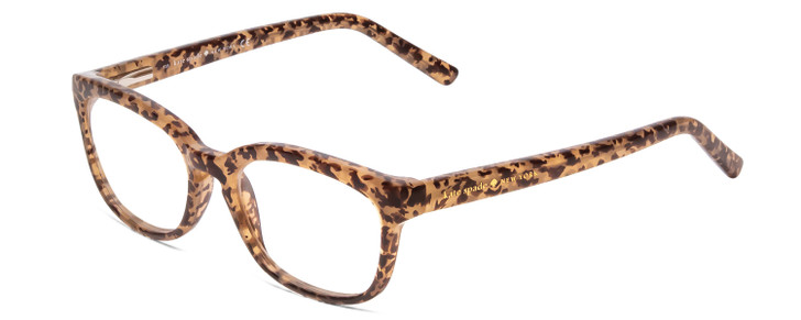 Profile View of Kate Spade TABBY/O Designer Single Vision Prescription Rx Eyeglasses in Light Beige Crystal & Brown Spotty Tortoise  Ladies Cat Eye Full Rim Acetate 50 mm