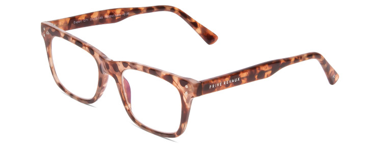 Profile View of Prive Revaux Expert Designer Reading Eye Glasses with Custom Cut Powered Lenses in Blush Pink Brown Crystal Tortoise Havana Unisex Rectangle Full Rim Acetate 50 mm