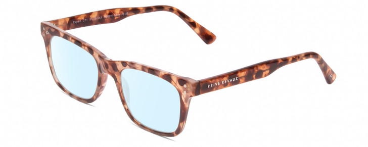 Profile View of Prive Revaux Expert Designer Blue Light Blocking Eyeglasses in Blush Pink Brown Crystal Tortoise Havana Unisex Rectangle Full Rim Acetate 50 mm