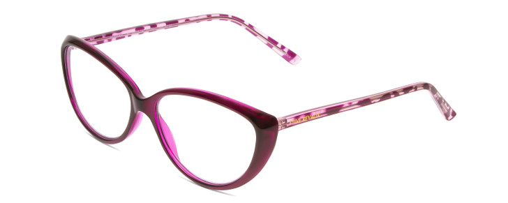 Profile View of Prive Revaux Honor Roll Designer Bi-Focal Prescription Rx Eyeglasses in Magenta Marble Red Ladies Cateye Full Rim Acetate 54 mm