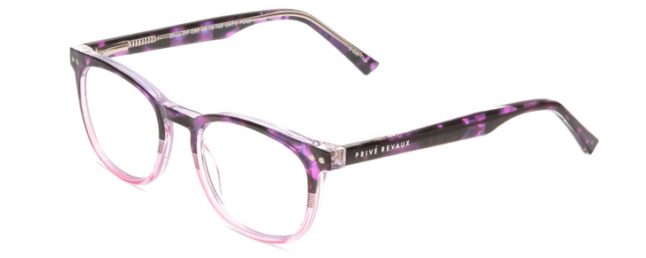 Profile View of Prive Revaux Show Off Single Designer Single Vision Prescription Rx Eyeglasses in Black Purple Tortoise Blush Pink Crystal Fade Ladies Round Full Rim Acetate 48 mm