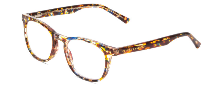 Profile View of Prive Revaux Show Off Single Designer Single Vision Prescription Rx Eyeglasses in Toffee Orange Brown Ladies Round Full Rim Acetate 48 mm