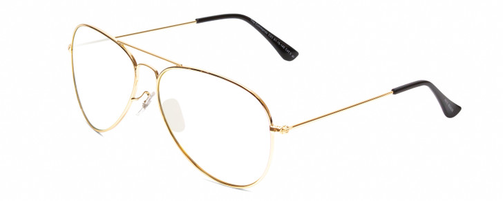 Profile View of Prive Revaux Commando Designer Reading Eye Glasses with Custom Cut Powered Lenses in Champagne Gold/Black Unisex Aviator Full Rim Metal 60 mm