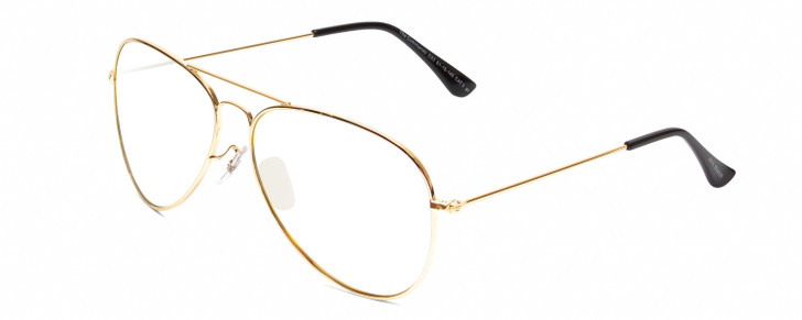 Profile View of Prive Revaux Commando Designer Progressive Lens Prescription Rx Eyeglasses in Champagne Gold/Black Unisex Aviator Full Rim Metal 60 mm