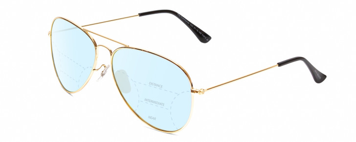 Prive Revaux Commando Unisex Aviator Progressive Blue Light Glasses in Gold 60mm