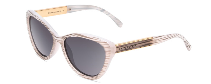 Profile View of Prive Revaux Hepburn 2.0 Cateye Sunglasses White Grey Marble/Polarized Grey 56mm