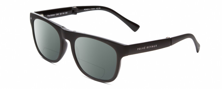 Prive Revaux Editor Unisex FOLDABLE Polarized BIFOCAL Sunglass Caviar Black 52mm