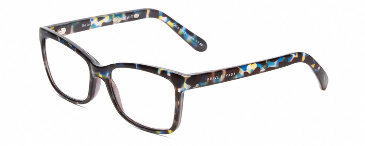 Profile View of Prive Revaux Julie Cateye Reading Glasses in Sapphire Blue Yellow Tortoise 50 mm