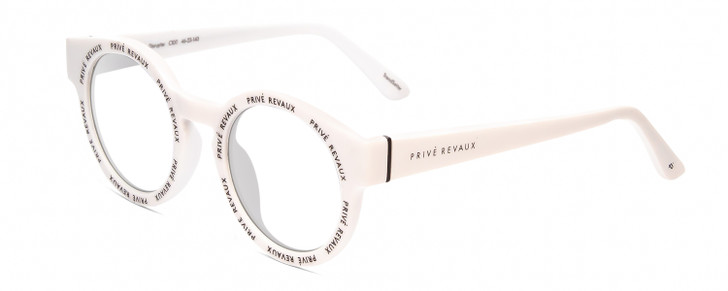 Profile View of Prive Revaux Industry Disrupter Designer Single Vision Prescription Rx Eyeglasses in Matte Splash White Unisex Round Full Rim Acetate 41 mm