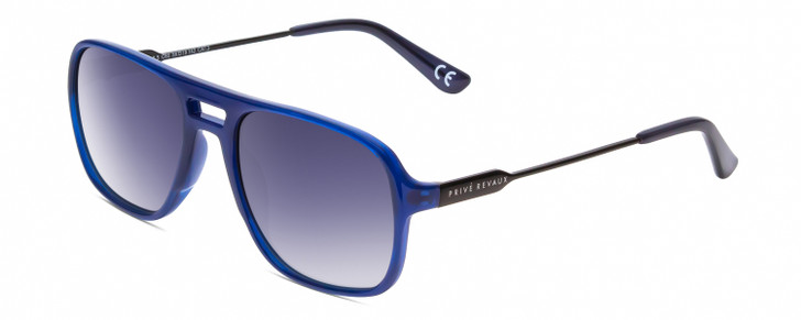 Profile View of Prive Revaux 3.0.5 Aviator Sunglasses Crystal Blue/Gunmetal/Polarized Blue 56 mm