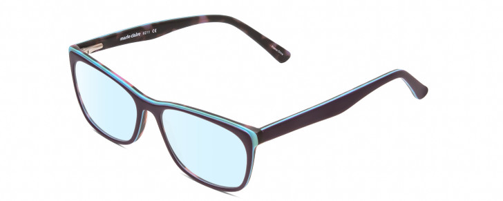 Profile View of Marie Claire MC6211 Designer Blue Light Blocking Eyeglasses in Matte Plum Purple Sky Blue Tortoise Ladies Panthos Full Rim Acetate 53 mm