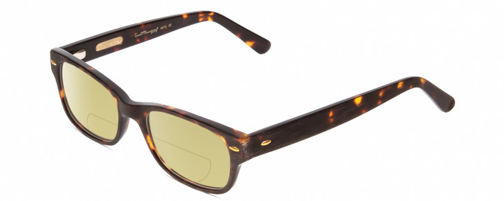 Profile View of Ernest Hemingway H4670 Designer Polarized Reading Sunglasses with Custom Cut Powered Sun Flower Yellow Lenses in Dark Tortoise Havana Black Brown Unisex Rectangular Full Rim Acetate 50 mm