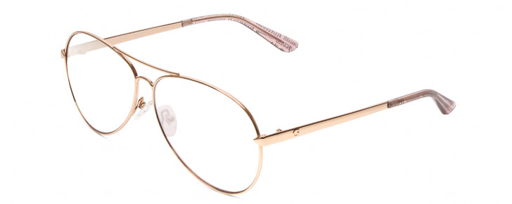 Profile View of Guess GU7615 Designer Reading Eye Glasses in Shiny Rose Gold Pink Ladies Pilot Full Rim Metal 56 mm