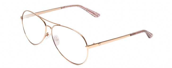 Profile View of Guess GU7615 Designer Reading Eye Glasses with Custom Cut Powered Lenses in Shiny Rose Gold Pink Ladies Pilot Full Rim Metal 56 mm