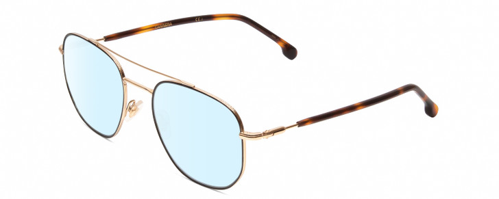 Profile View of Carrera 236/S Designer Blue Light Blocking Eyeglasses in Havana Tortoise Brown Gold Unisex Hexagonal Full Rim Metal 54 mm