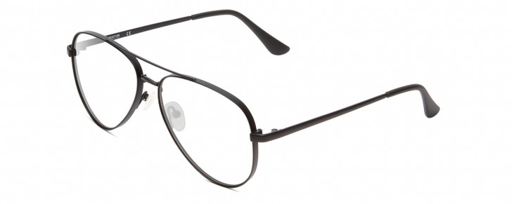 Profile View of Kenneth Cole Reaction KC2829 Designer Reading Eye Glasses with Custom Cut Powered Lenses in Satin Black Unisex Pilot Full Rim Metal 58 mm