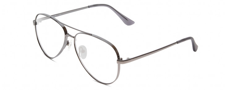 Profile View of Kenneth Cole Reaction KC2829 Designer Single Vision Prescription Rx Eyeglasses in Gunmetal Grey Unisex Pilot Full Rim Metal 58 mm