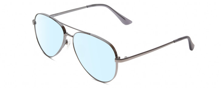 Profile View of Kenneth Cole Reaction KC2829 Designer Blue Light Blocking Eyeglasses in Gunmetal Grey Unisex Pilot Full Rim Metal 58 mm