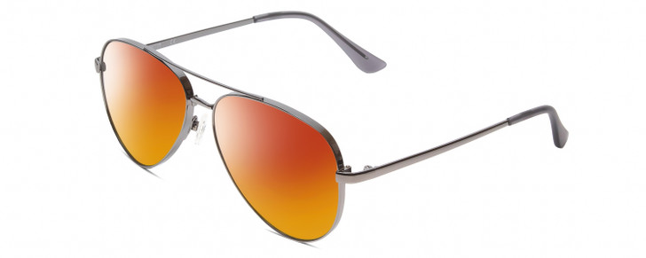 Profile View of Kenneth Cole Reaction KC2829 Designer Polarized Sunglasses with Custom Cut Red Mirror Lenses in Gunmetal Grey Unisex Pilot Full Rim Metal 58 mm