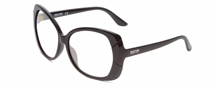 Profile View of Kenneth Cole Reaction KC2841 Designer Reading Eye Glasses in Gloss Black Ladies Butterfly Full Rim Acetate 58 mm