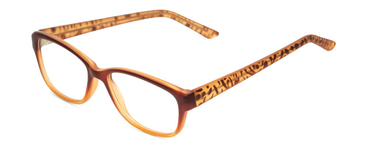 Profile View of SOHO 1013 Cateye Reading Glasses Amber Brown Beige Fade/Zebra Animal Print 52 mm