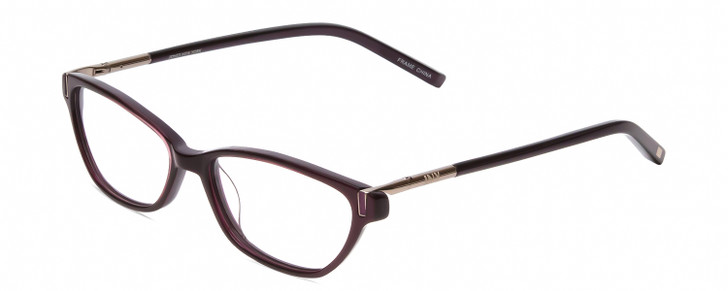 Profile View of Jones New York J223 Cateye Designer Reading Glasses in Purple Silver Black 49 mm