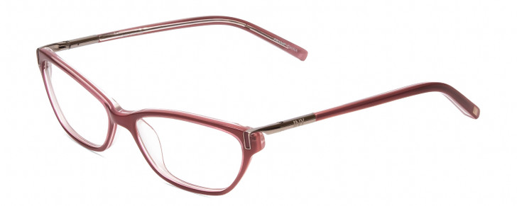 Profile View of Jones New York J223 Cateye Reading Glasses Pink Bubble Gum Crystal & Silver 49mm